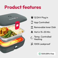 Heatsbox Drive Portable Smart Heated Lunchbox - Grey