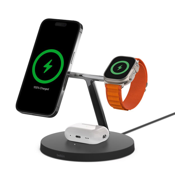 Belkin 3-in-1 Magnetic Wireless Charging Stand - Black