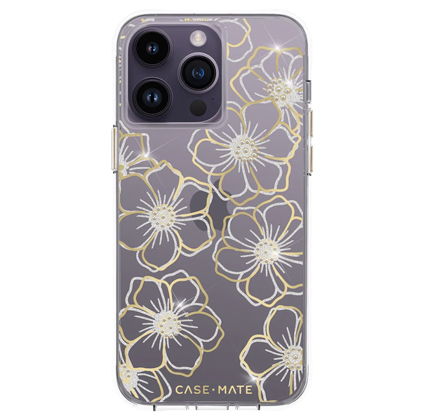 Case-Mate Floral Gems Case For iPhone 14 Pro Max - Gold