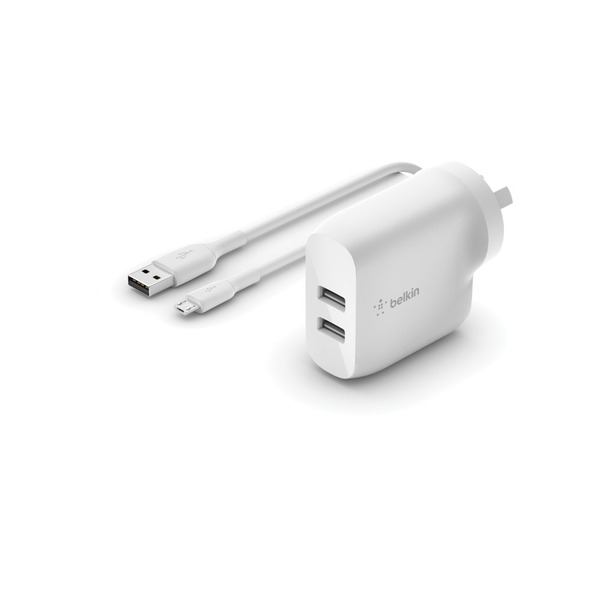 Belkin BoostCharge USB-A Wall Charger+USB-A to Micro-USB cable-White