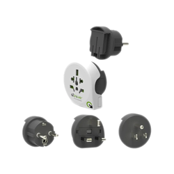 Q2 Power 3 in 1 Outbound International Adaptors - Black/White