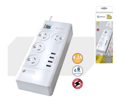 LITO Sansai 4 Outlets & 4 USB Outlets Surge Protected - White