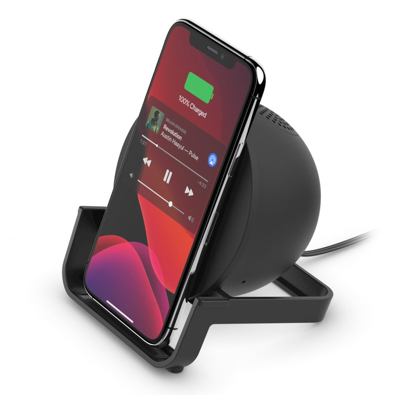 Belkin BoostCharge 10W Wireless Charging Stand + Speaker - Black