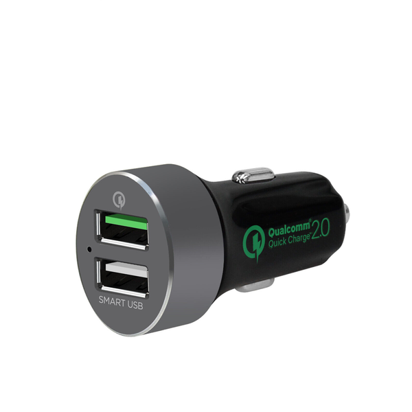 mbeat Quick Boost USB 2.0 Dual Port Car Charger - Black