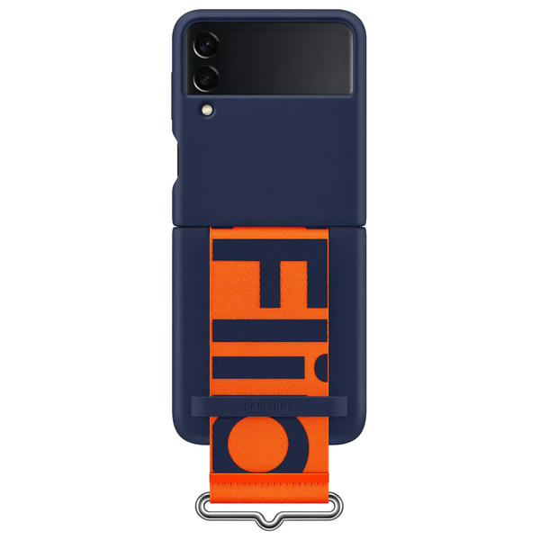 Samsung Galaxy Z Flip 3 Silicone Cover with Strap - Navy