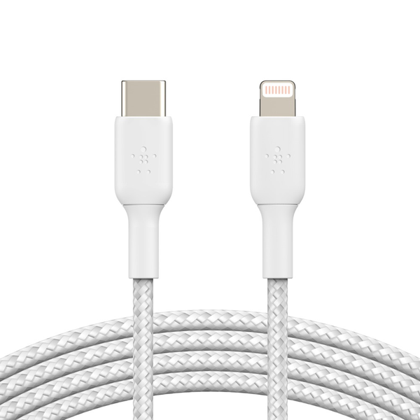 Belkin BOOST CHARGE Braided Lightning to USB-C Cable 2m - White