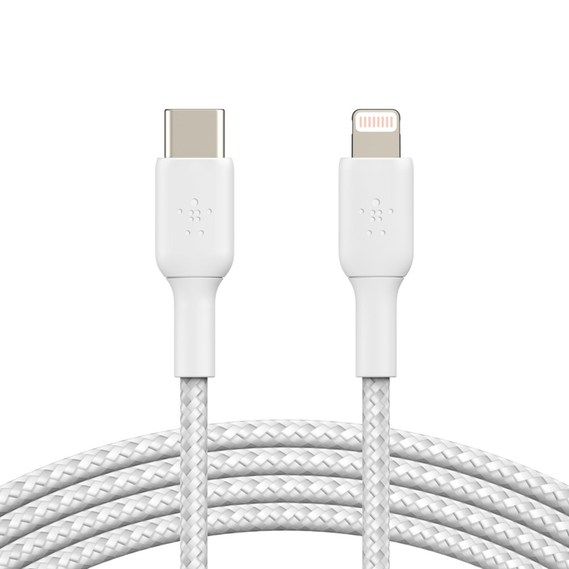 Belkin BOOST CHARGE Braided Lightning to USB-C Cable 2m - White