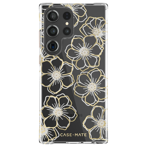 Case-Mate Floral Gems Case For Samsung Galaxy S23 Ultra-Clear/Gold