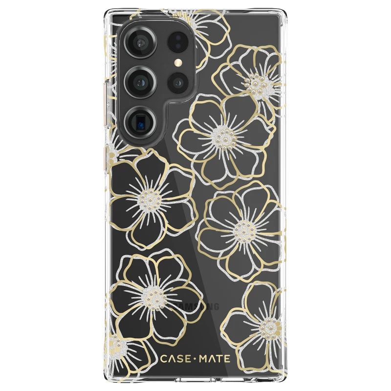 Case-Mate Floral Gems Case For Samsung Galaxy S23 Ultra-Clear/Gold