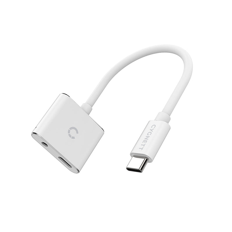 Cygnett Essentials USB-C Audio & Charge Adapter - White