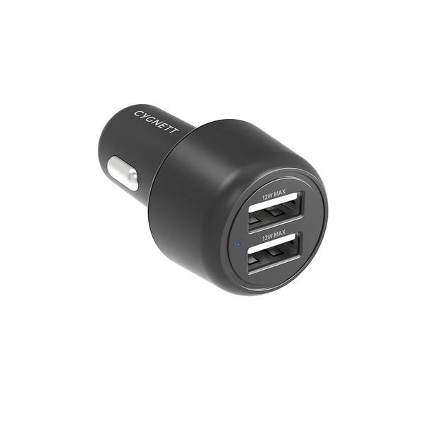 Cygnett CarPower 12W Dual Port Car Charger - Black