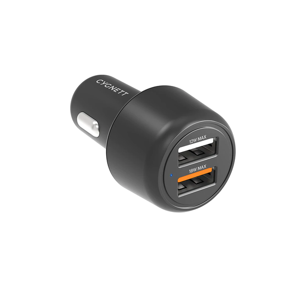 Cygnett CarPower 30W Dual Port Car Charger - Black