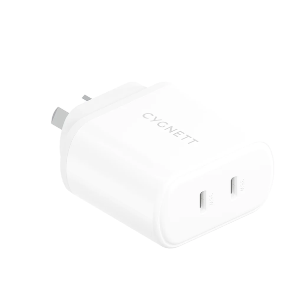 Cygnett PowerPlus 35W USB-C PD Dual Port Wall Charger - White