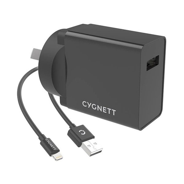 Cygnett 12W Wall Charger + Lightning to USB-A Cable 1.5M - Black