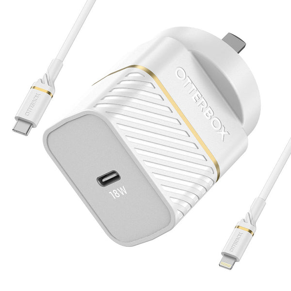 OtterBox Lightning to USB-C Fast Charge Wall Charger - 18W - White