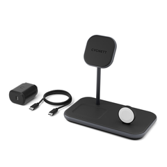 Cygnett 3-in-1 Magnetic Wireless Charger (15W) - Black