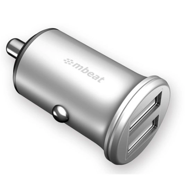 mbeat Power Dot Pro Dual port 4.8A Rapid Car Charger - Silver