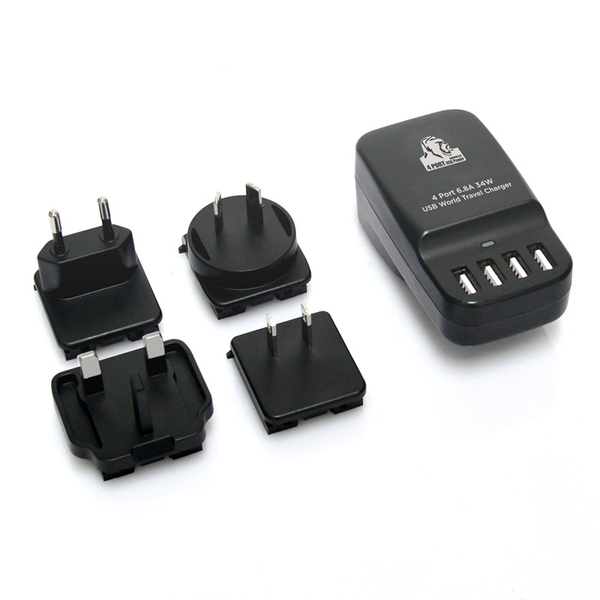 mbeat Gorilla Power 4 Port 6.8A USB World Travel Charger - Black