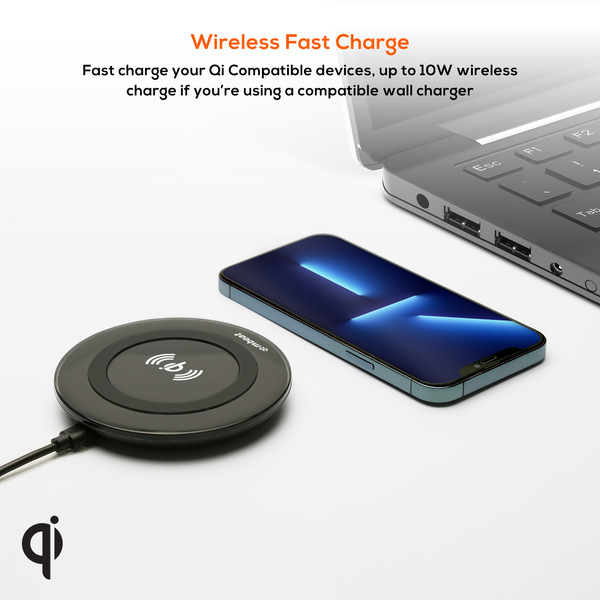 mbeat Gorilla Power 10W Qi Certified Wireless Charging Pad - Black