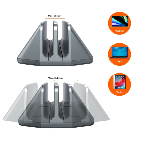 mbeat Stage S5 Adjustable Dual Bay Vertical Stand - Space Grey