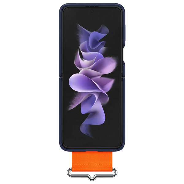 Samsung Galaxy Z Flip 3 Silicone Cover with Strap - Navy