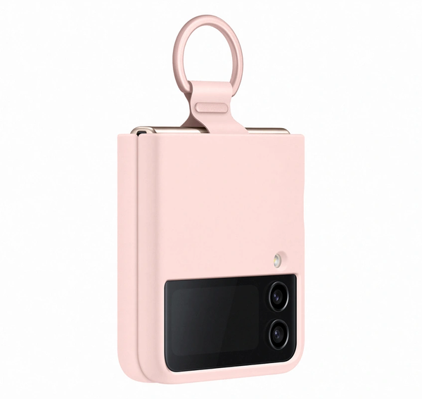 Samsung Silicone Cover With Ring For Galaxy Z Flip4 - Pink Gold