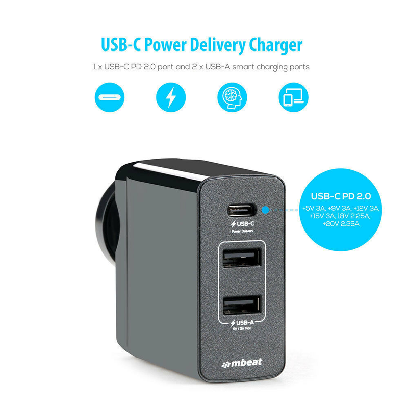 mbeat Gorilla Power USB-C Power Delivery World Travel Charger-Black