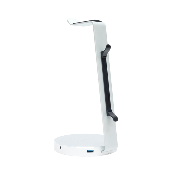 mbeat ZACK Aluminium Headphone Stand with 3.0 Hub & Audio - White