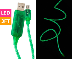 LITO Astrotek LED Light Up Visible Flowing Data Cable1m - Green