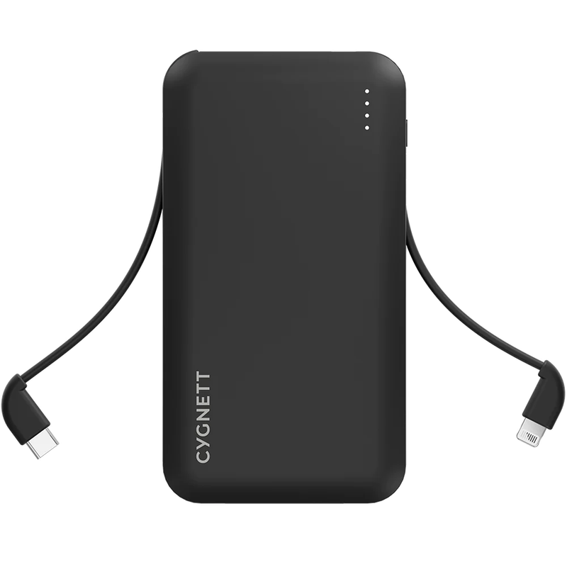 Cygnett ChargeUp 10K mAh Power Bank with charging cables - Black
