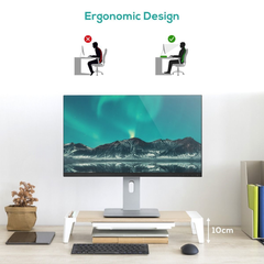 mbeat activiva Eroglife Monitor Stand Riser with Drawer -White Oak