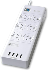 LITO Sansai 6 Outlets & 4 USB Outlets Surge Protected - White