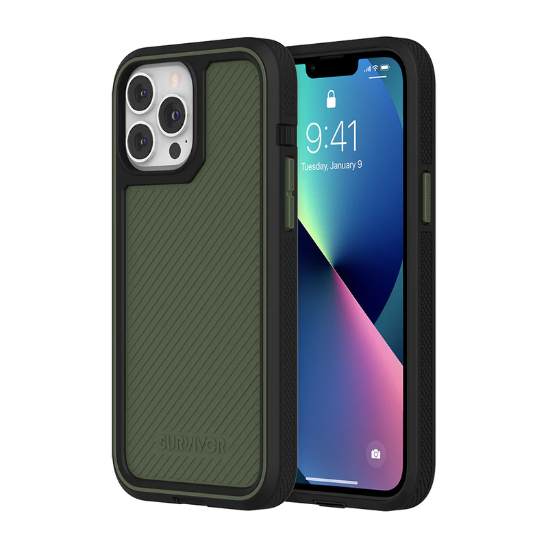 Survivor Earth Case For iPhone 13 Pro Max - Black/Wild Fern Green
