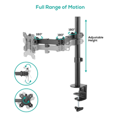 mbeat Activiva ErgoLife Single Screen Double Monitor Arm - Black