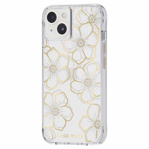Case-Mate Floral Gems Case For Apple iPhone 14 - Gold