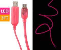 LITO Astrotek LED Light Up Visible Flowing Data Cable 1m - Pink