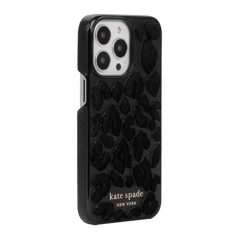 KSNY Wrap Case For Apple iPhone 13 Pro - Leopard Flocked Black