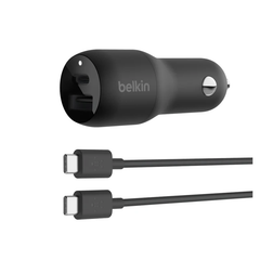 Belkin 37w Dual Car Charger USB-C & USB-A PPS - Black