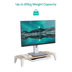 mbeat activiva Eroglife Monitor Stand Riser with Drawer -White Oak