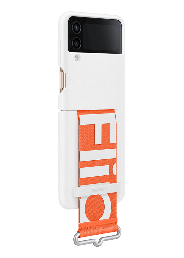 Samsung Silicone Cover With Strap For Galaxy Z Flip4 - White
