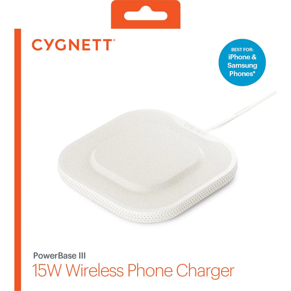 Cygnett PowerBase III 15W Wireless Desk Charger - White