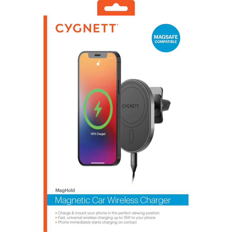 Cygnett Magnetic Car Vent Wireless Charger - Black