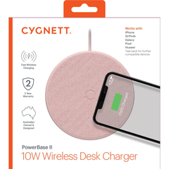 Cygnett PowerBase II Wireless Desk Phone Charger 10W - Pink