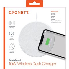 Cygnett PowerBase II Wireless Desk Phone Charger 10W - White