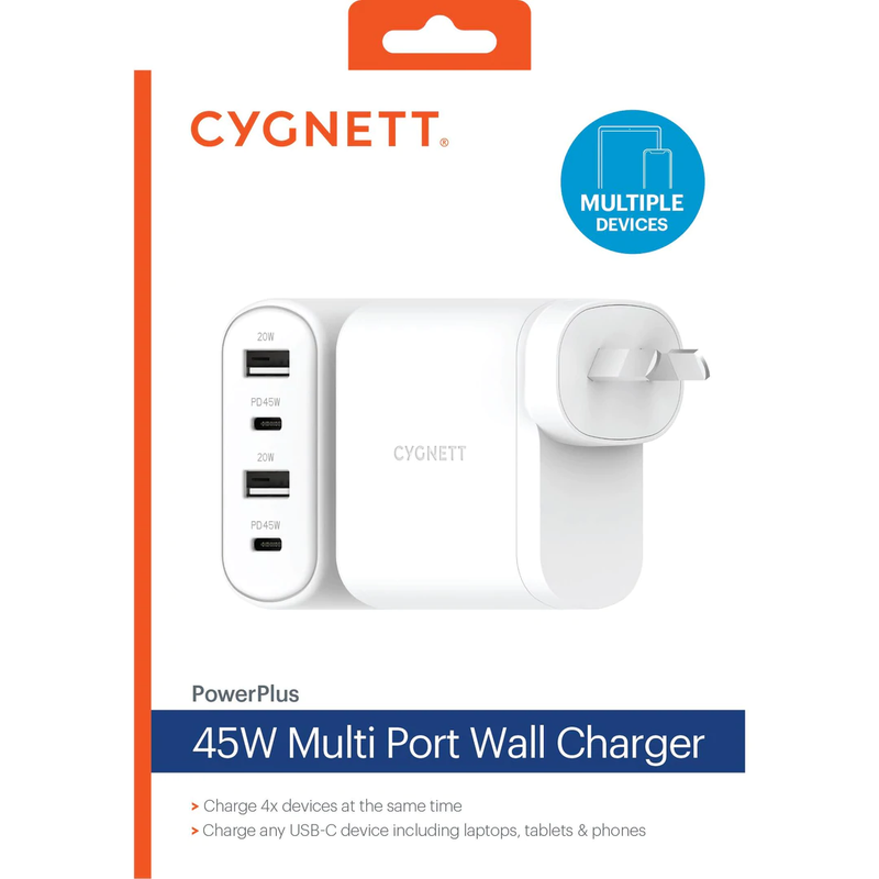 Cygnett PowerPlus Multiport Wall Charger AU (45W) - White
