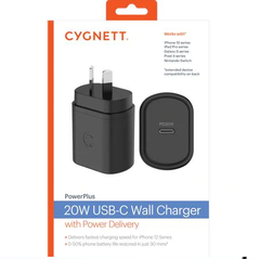 Cygnett PowerPlus USB-C PD Wall Charger 20W - Black