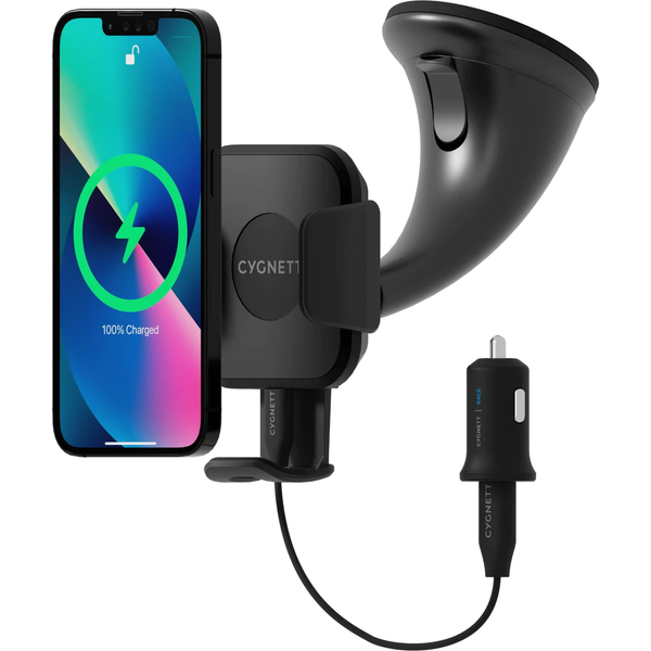 Cygnett Race Wireless 10W Smartphone Car Charger and Mount - Black