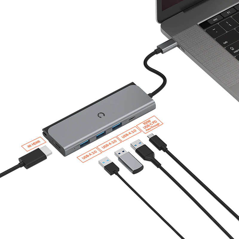 Cygnett Unite TravelMate USB-C Hub For Charging - Black