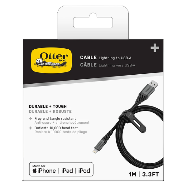 OtterBox Premium Lightning to USB-A Cable (1M) - Dark Ash Black