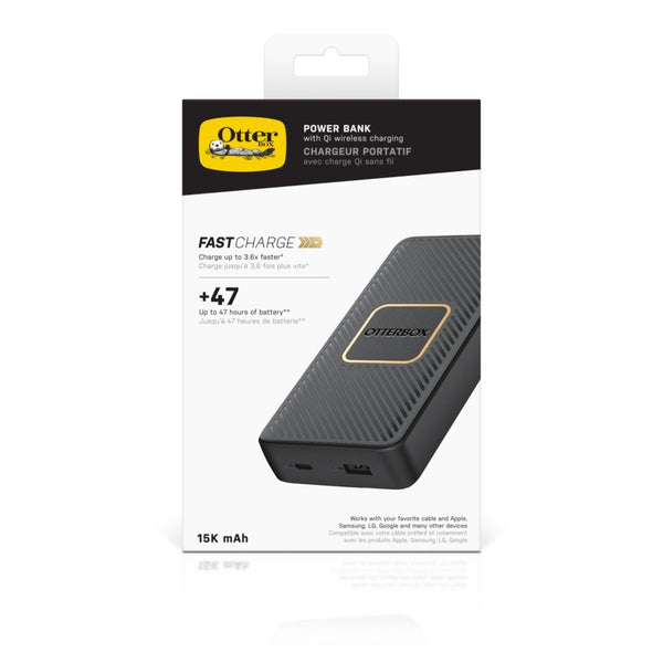 OtterBox Fast Charge Qi Wireless Power Bank 15,000mAh - Black